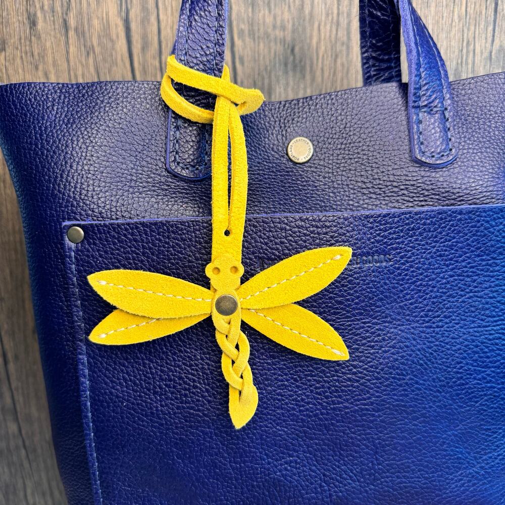 Portland Leather Dragonfly Charm HELLO YELLOW FAST SHIP Bag Purse Charm NEW!